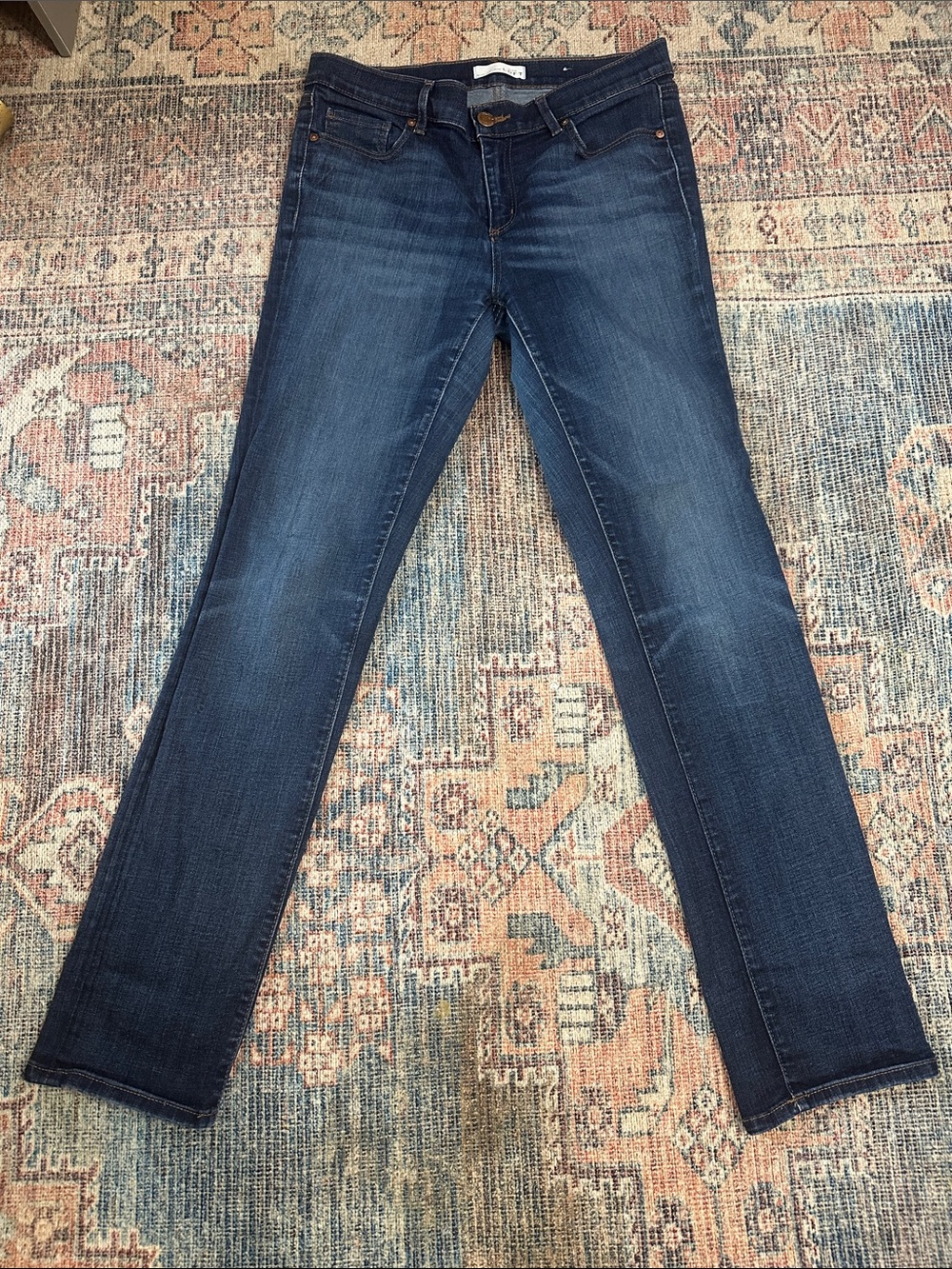 LOFT Straight Leg Jeans in Dark Blue Wash